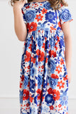 Happy 4th Floral Floral S/S Pocket Twirl Dress - Aaria Tees Aaria Tees