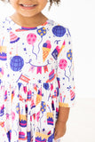 Happy Birthday 3/4 Sleeve Pocket Twirl Dress - Aaria Tees Aaria Tees