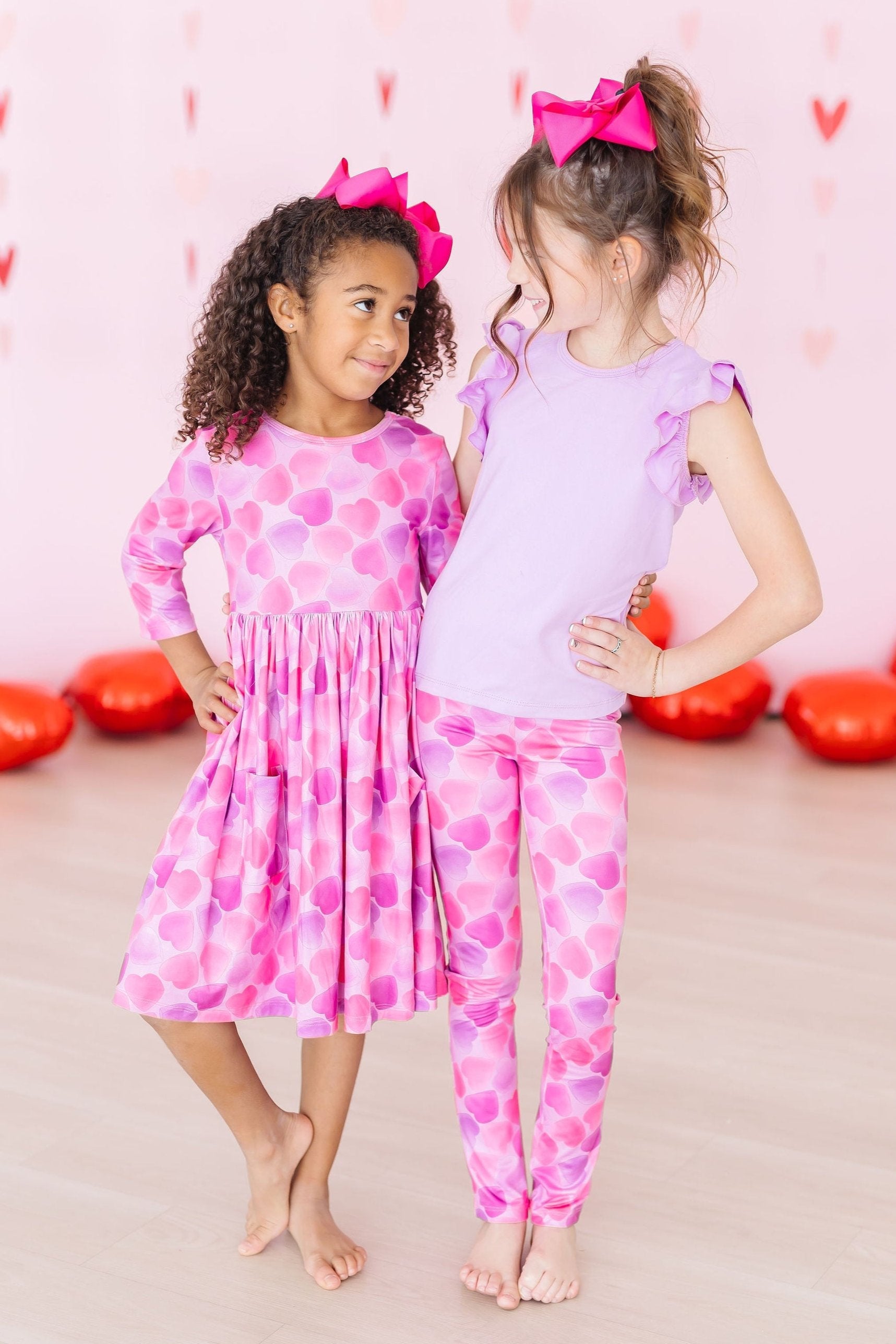Happy Heart Day 3/4 Sleeve Pocket Twirl Dress - Aaria Tees Aaria Tees