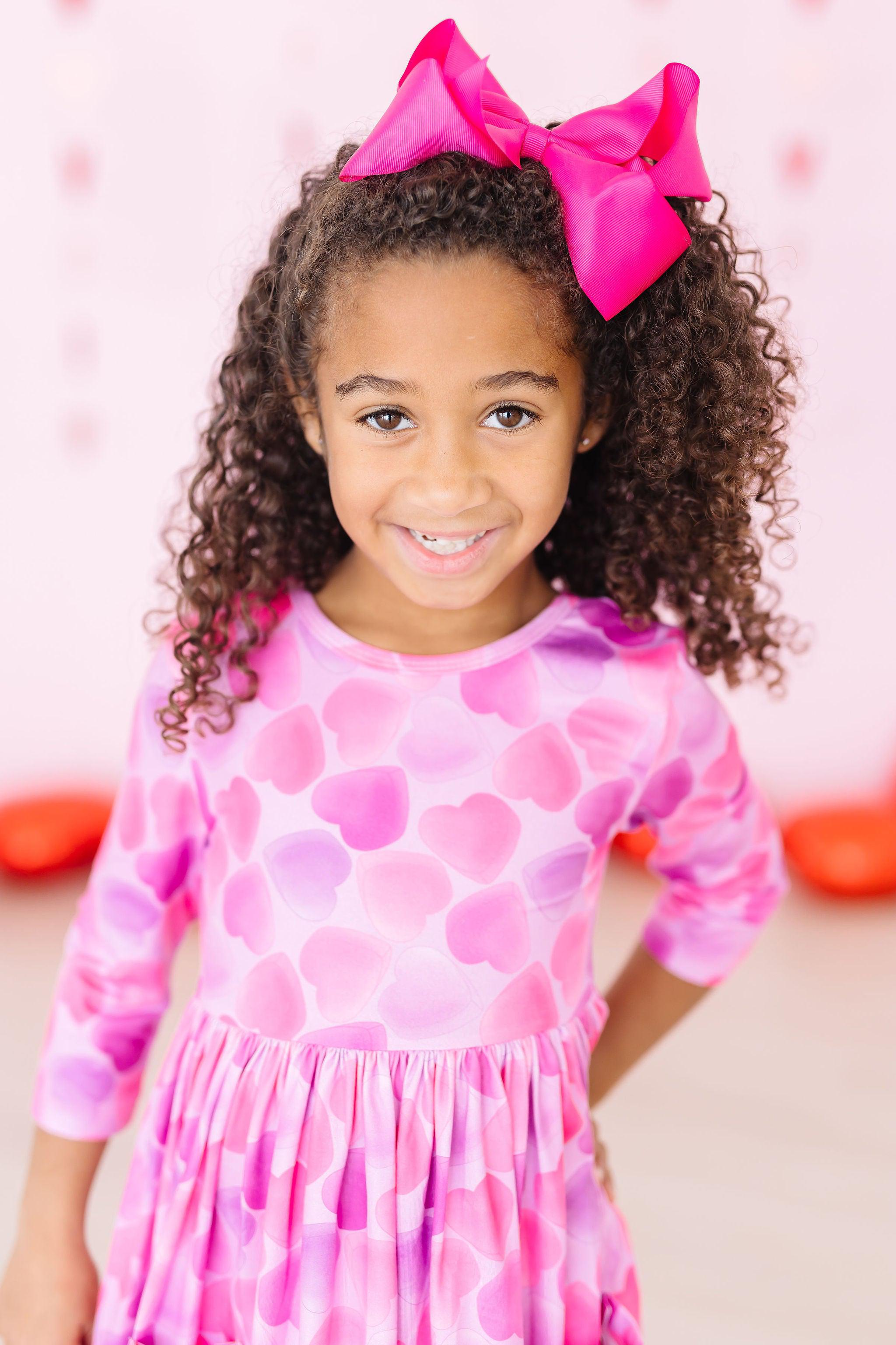 Happy Heart Day 3/4 Sleeve Pocket Twirl Dress - Aaria Tees Aaria Tees