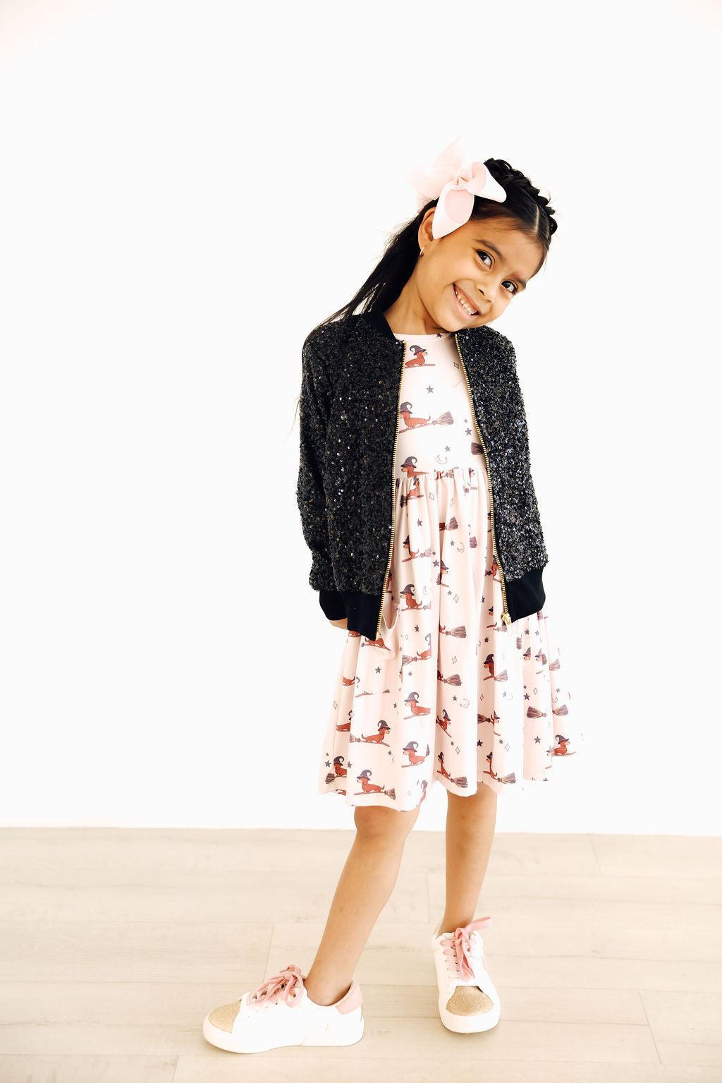 Happy Howl-oween 3/4 Sleeve Pocket Twirl Dress - Aaria Tees Aaria Tees