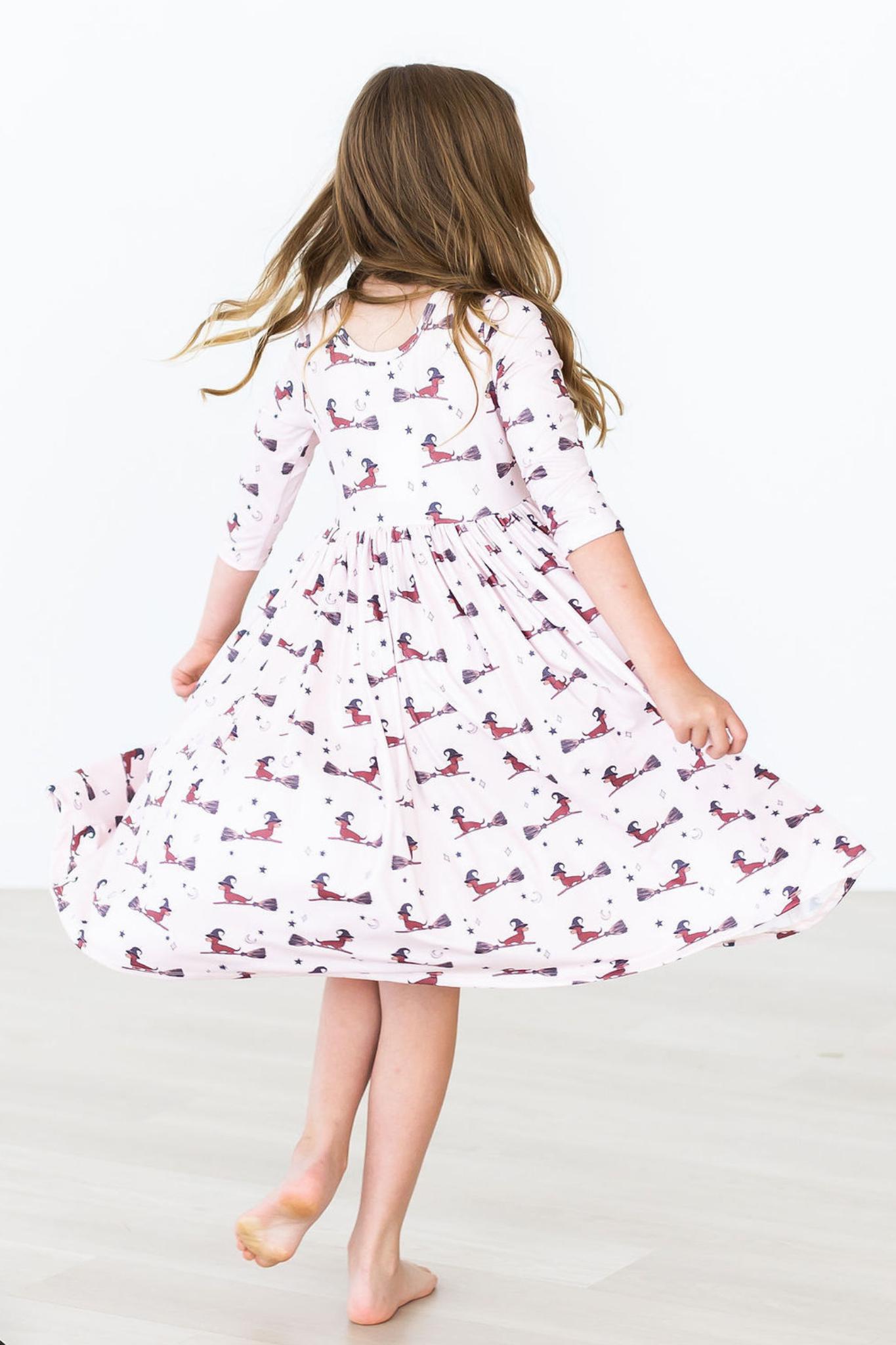 Happy Howl-oween 3/4 Sleeve Pocket Twirl Dress - Aaria Tees Aaria Tees