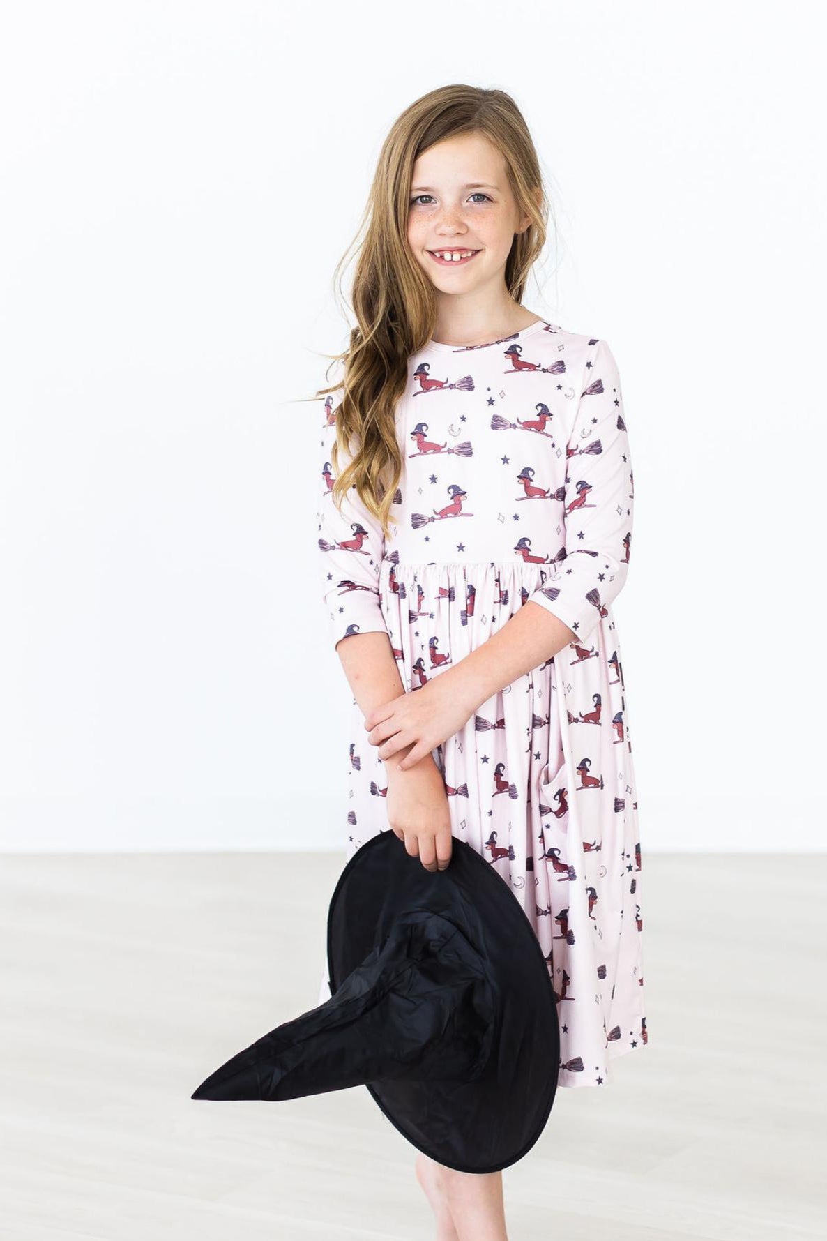 Happy Howl-oween 3/4 Sleeve Pocket Twirl Dress - Aaria Tees Aaria Tees