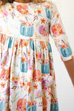 Harvest Blooms 3/4 Sleeve Pocket Twirl Dress - Aaria Tees Aaria Tees