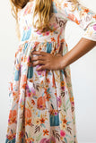 Harvest Blooms 3/4 Sleeve Pocket Twirl Dress - Aaria Tees Aaria Tees