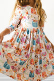 Harvest Blooms 3/4 Sleeve Pocket Twirl Dress - Aaria Tees Aaria Tees