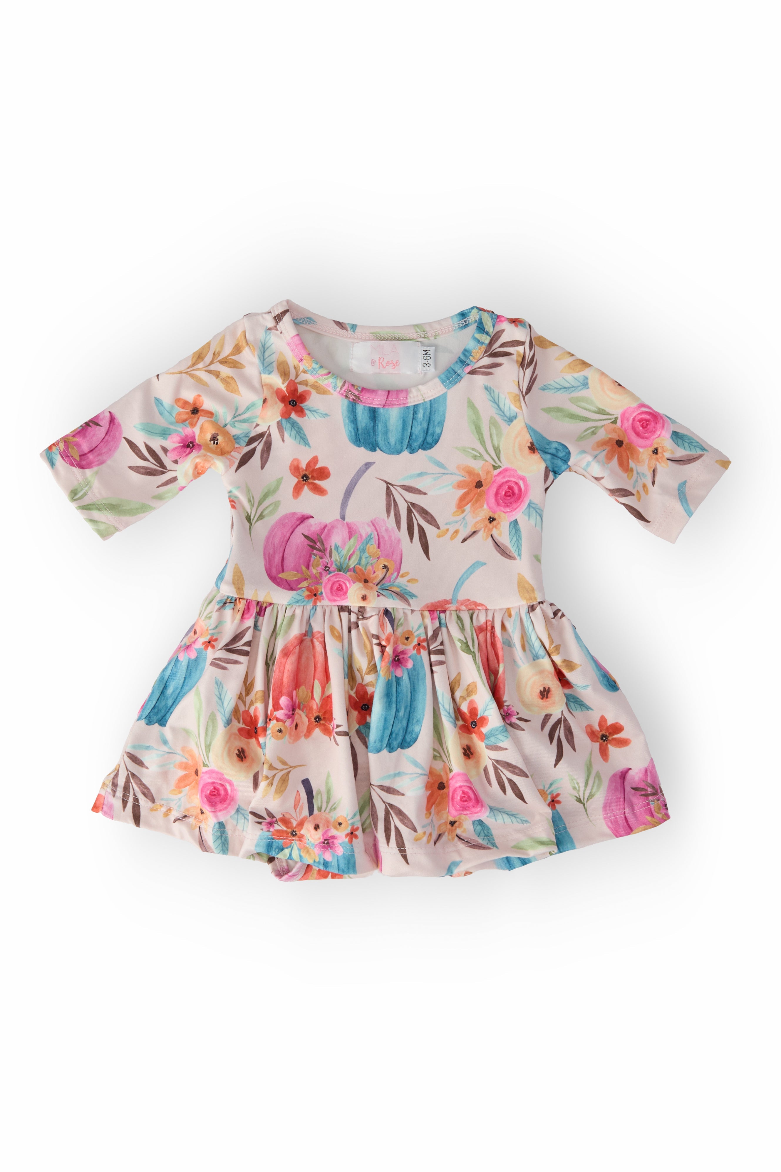 Harvest Blooms 3/4 Sleeve Twirl Bodysuit - Aaria Tees Aaria Tees