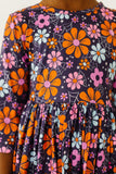 Haunted Garden 3/4 Sleeve Pocket Twirl Dress - Aaria Tees Aaria Tees