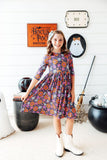 Haunted Garden 3/4 Sleeve Pocket Twirl Dress - Aaria Tees Aaria Tees