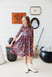 Haunted Garden 3/4 Sleeve Pocket Twirl Dress - Aaria Tees Aaria Tees