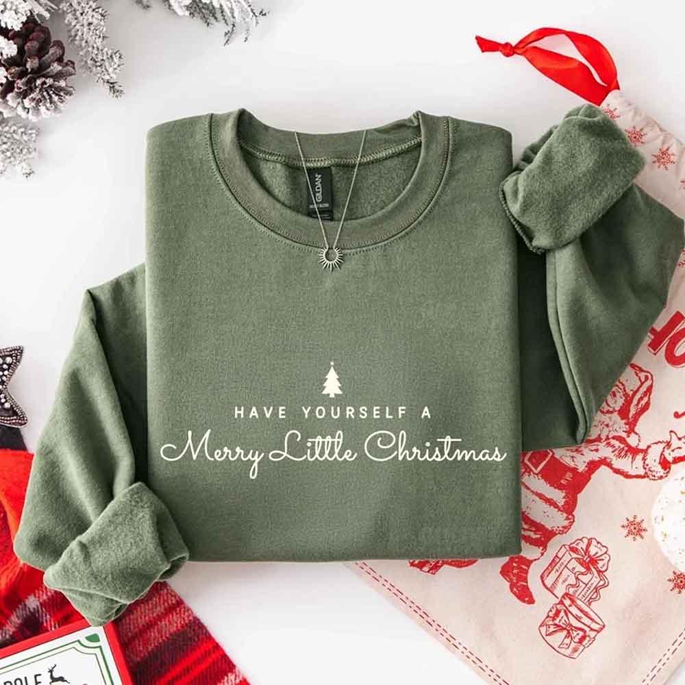 Have Yourself a Merry Christmas Sweatshirt Holiday Crew Neck Gift - Aaria Tees Aaria Tees