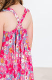 Hawaiian Floral Ruffle Cross Back Dress - Aaria Tees Aaria Tees