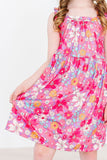 Hawaiian Floral Ruffle Cross Back Dress - Aaria Tees Aaria Tees
