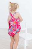 Hawaiian Floral Ruffle Cross Back Romper - Aaria Tees Aaria Tees