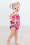 Hawaiian Floral Ruffle Cross Back Romper - Aaria Tees Aaria Tees