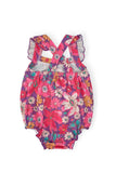 Hawaiian Floral Ruffle Cross Back Romper - Aaria Tees Aaria Tees