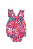 Hawaiian Floral Ruffle Cross Back Romper - Aaria Tees Aaria Tees