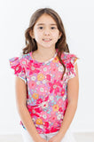 SALE Hawaiian Floral S/S Ruffle Tee - Aaria Tees Aaria Tees