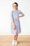 Head in the Clouds 3/4 Sleeve Pocket Twirl Dress - Aaria Tees Aaria Tees