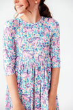 Head in the Clouds 3/4 Sleeve Pocket Twirl Dress - Aaria Tees Aaria Tees
