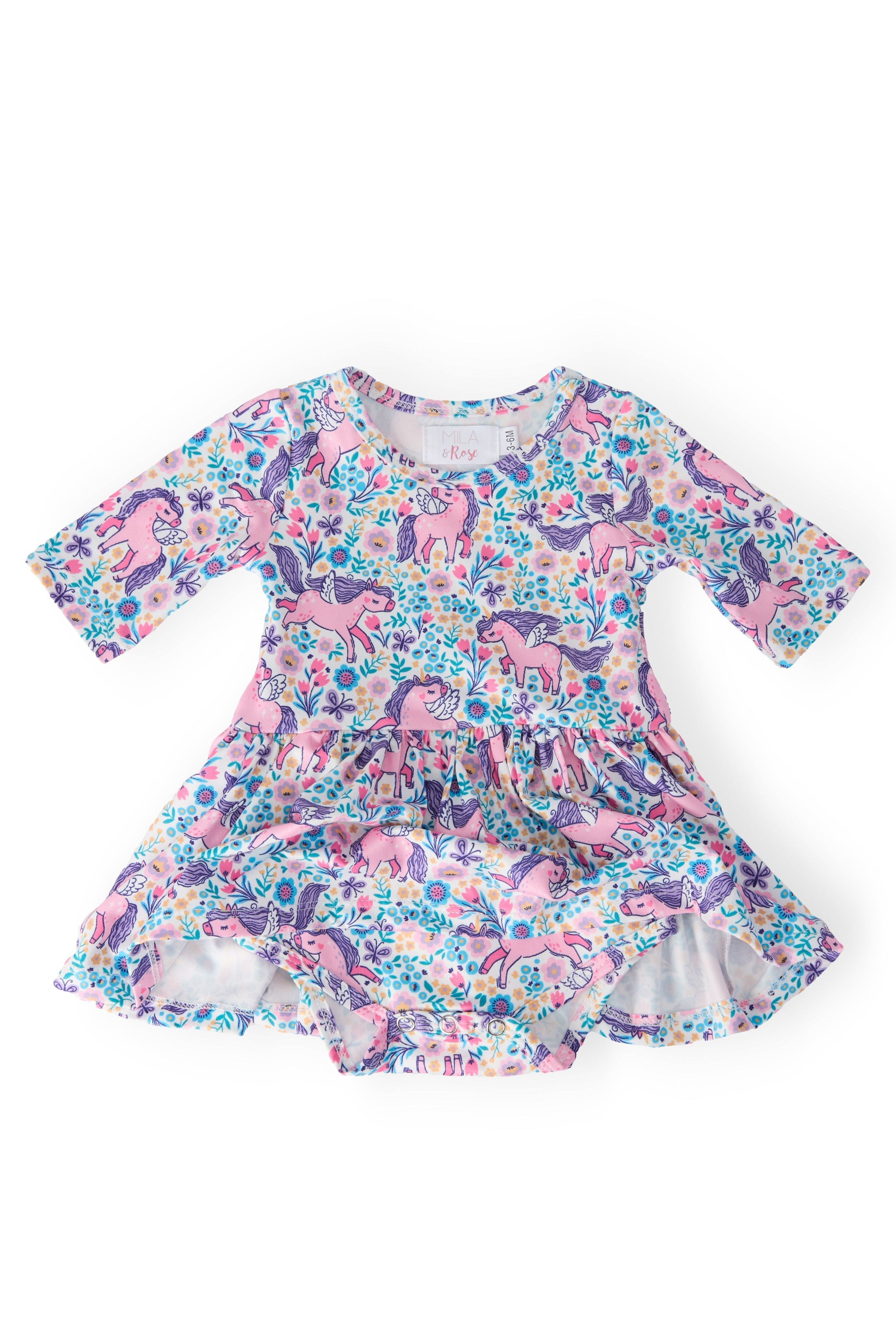 Head in the Clouds 3/4 Sleeve Twirl Bodysuit - Aaria Tees Aaria Tees