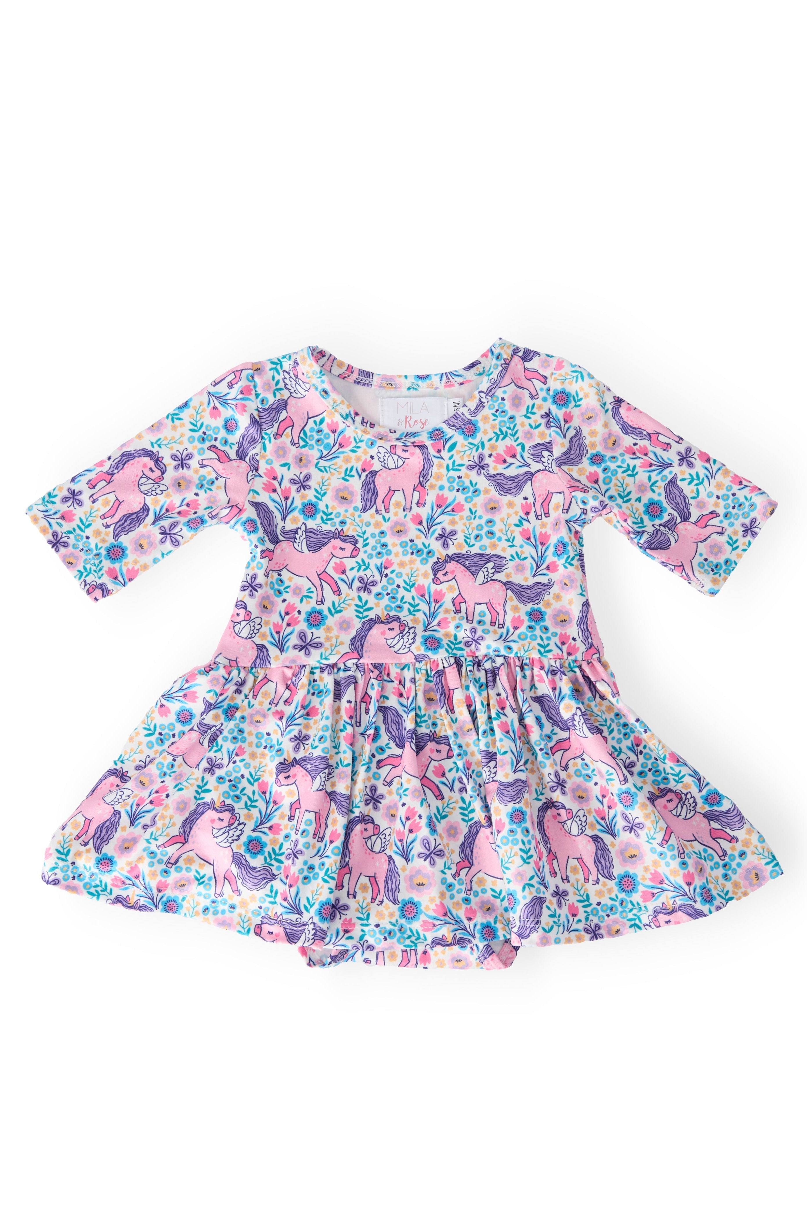 Head in the Clouds 3/4 Sleeve Twirl Bodysuit - Aaria Tees Aaria Tees