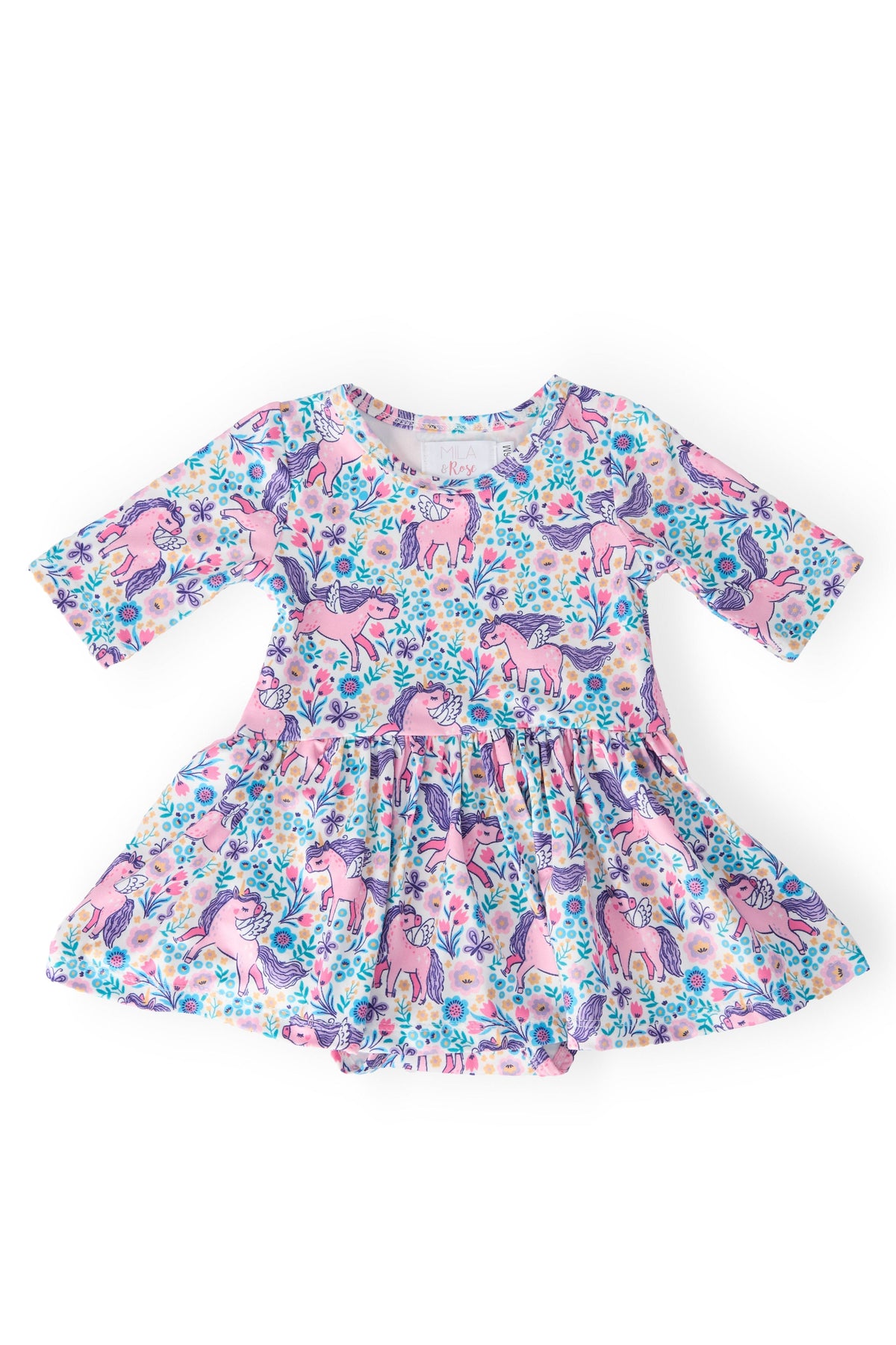 Head in the Clouds 3/4 Sleeve Twirl Bodysuit - Aaria Tees
