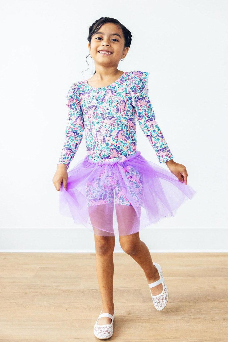 Head in the Clouds L/S Flutter Sleeve Leotard - Aaria Tees Aaria Tees