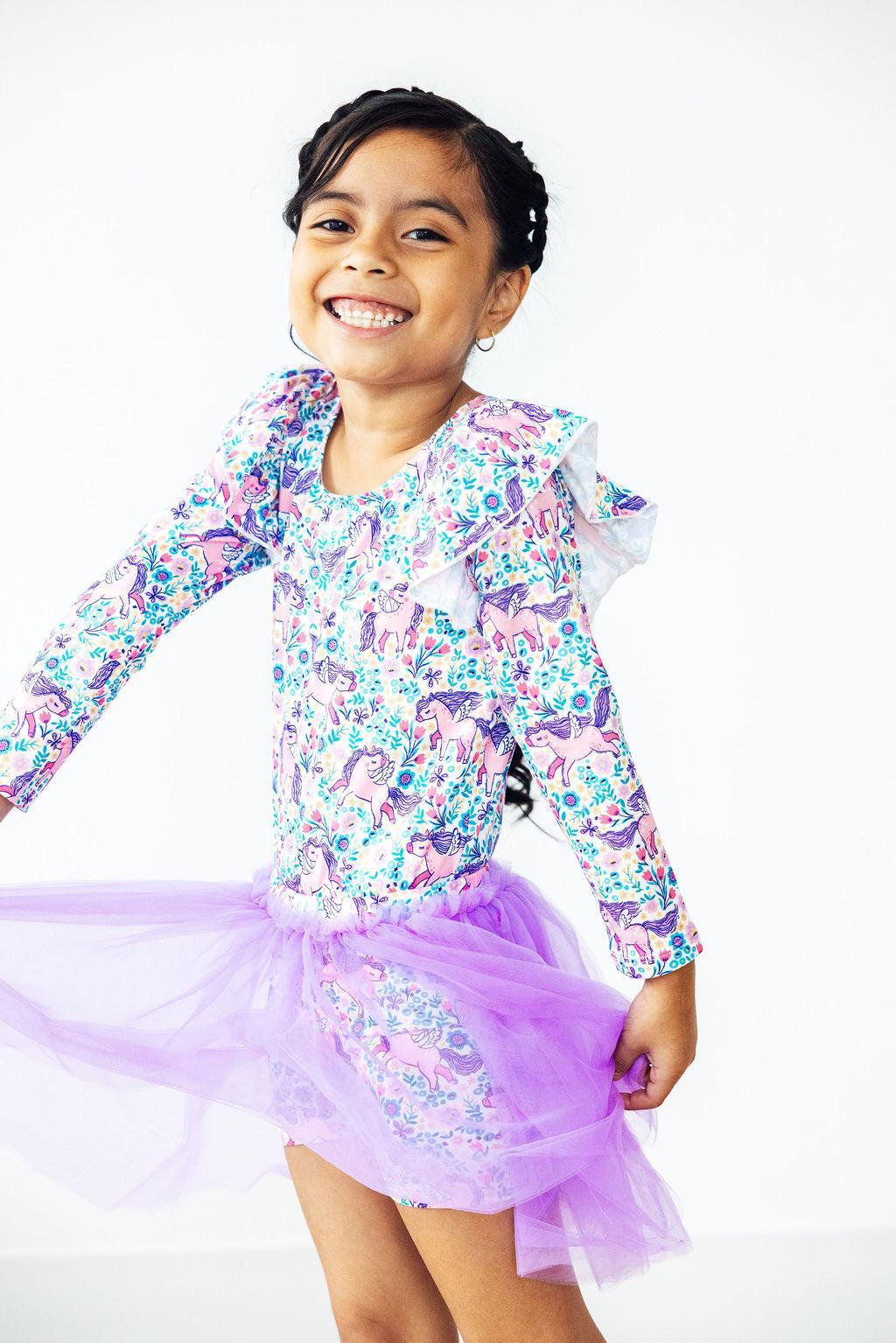 Head in the Clouds L/S Flutter Sleeve Leotard - Aaria Tees Aaria Tees