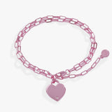 Heart Charm Double Paperclip Chain Bracelet - Aaria Tees Aaria Tees