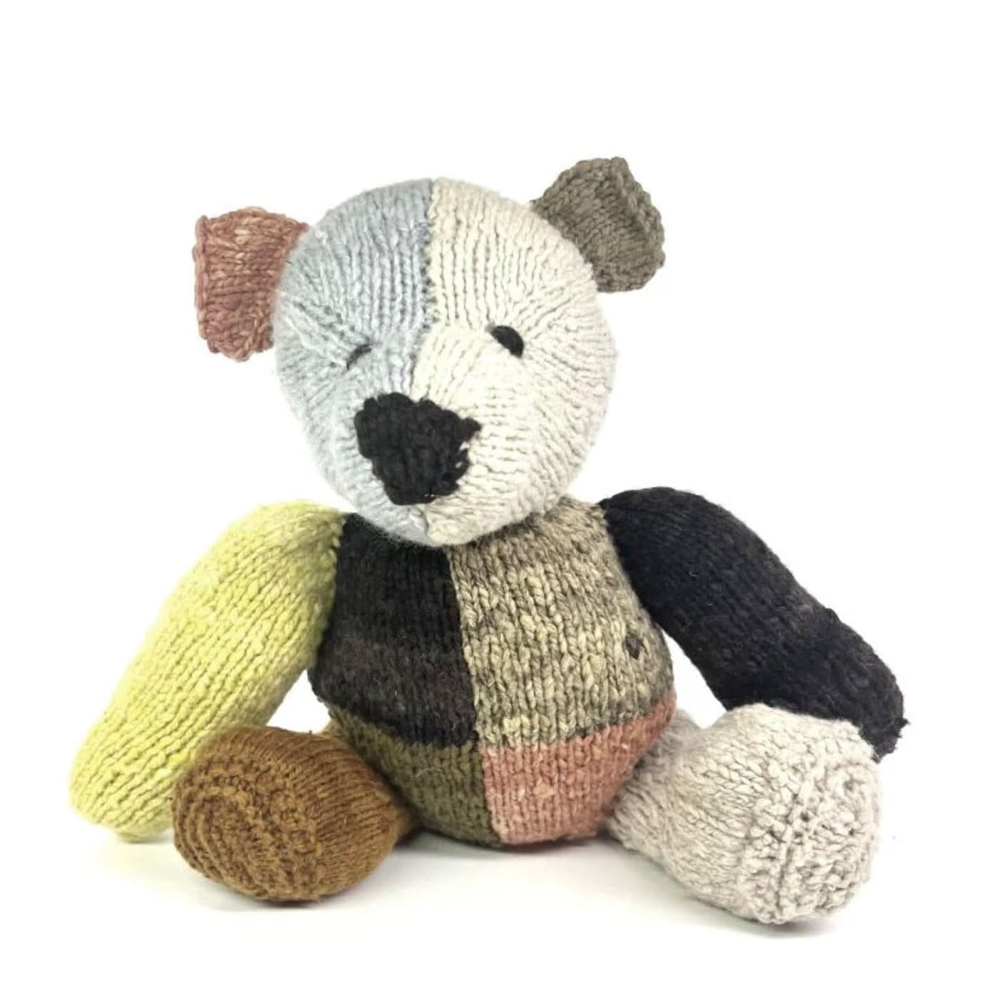 Wool Knit Buddy  | Dee the Patchwork Bear - Aaria Tees Aaria Tees