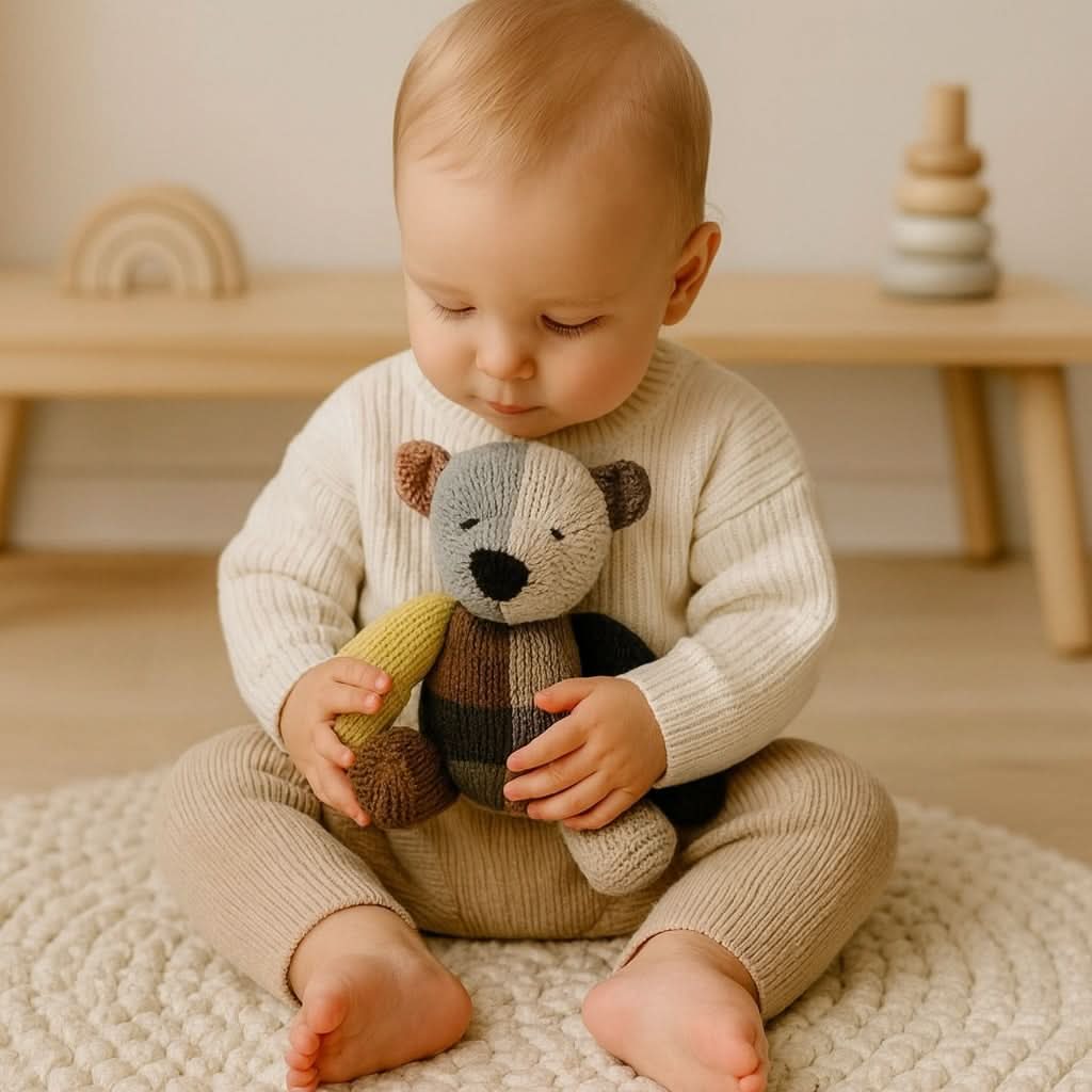Wool Knit Buddy  | Dee the Patchwork Bear - Aaria Tees Aaria Tees