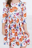 Hey Pumpkin 3/4 Sleeve Ruffle Twirl Dress - Aaria Tees Aaria Tees