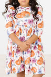 Hey Pumpkin 3/4 Sleeve Ruffle Twirl Dress - Aaria Tees Aaria Tees