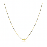 Elsa Side Cross Necklace Black Aaria Tees