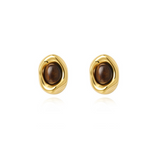 Saylor Tiger Eye Studs Aaria Tees