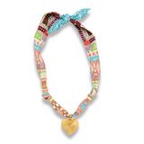 Blue Silk Charm Necklace Aaria Tees