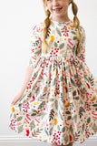 Holly Jolly Christmas 3/4 Sleeve Pocket Twirl Dress - Aaria Tees Aaria Tees