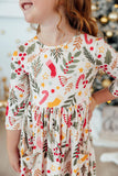 Holly Jolly Christmas 3/4 Sleeve Pocket Twirl Dress - Aaria Tees Aaria Tees