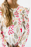 Holly Jolly Christmas L/S Ruffle Tee - Aaria Tees Aaria Tees