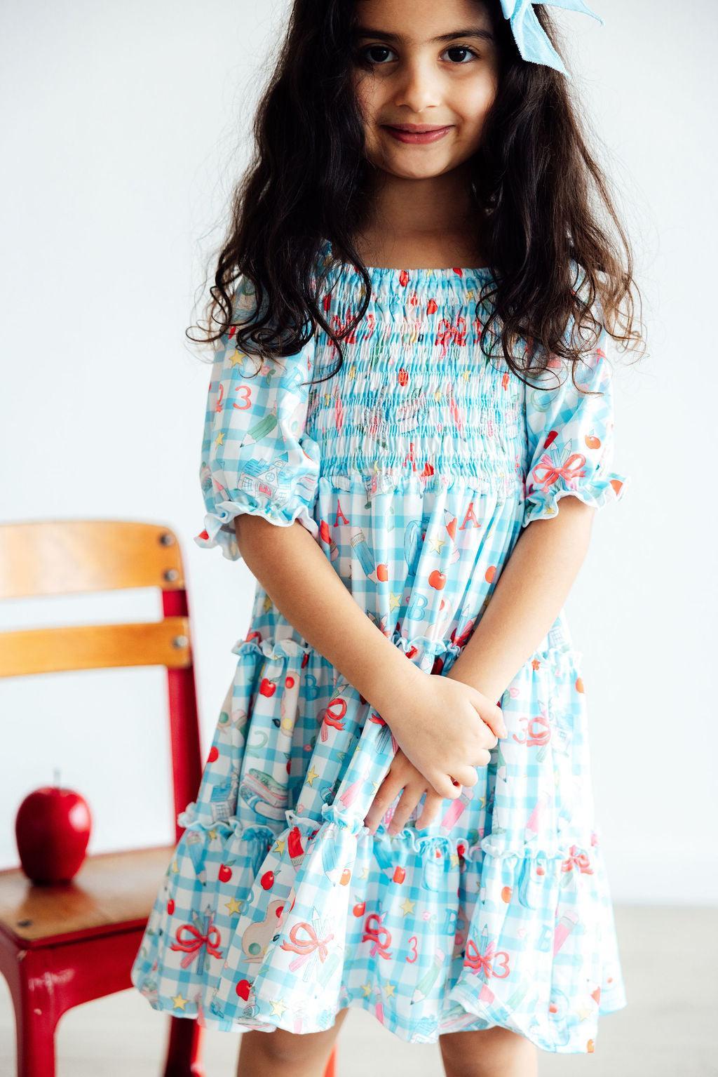 Honor Roll Smocked Ruffle Dress - Aaria Tees Aaria Tees