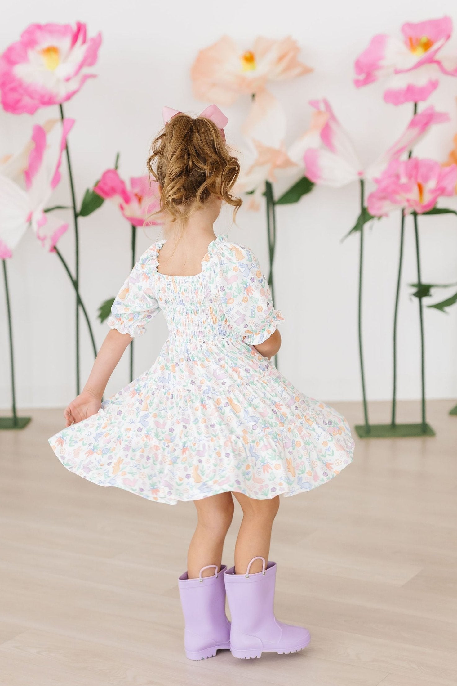 Hoppy Easter Smocked Ruffle Dress - Aaria Tees Aaria Tees