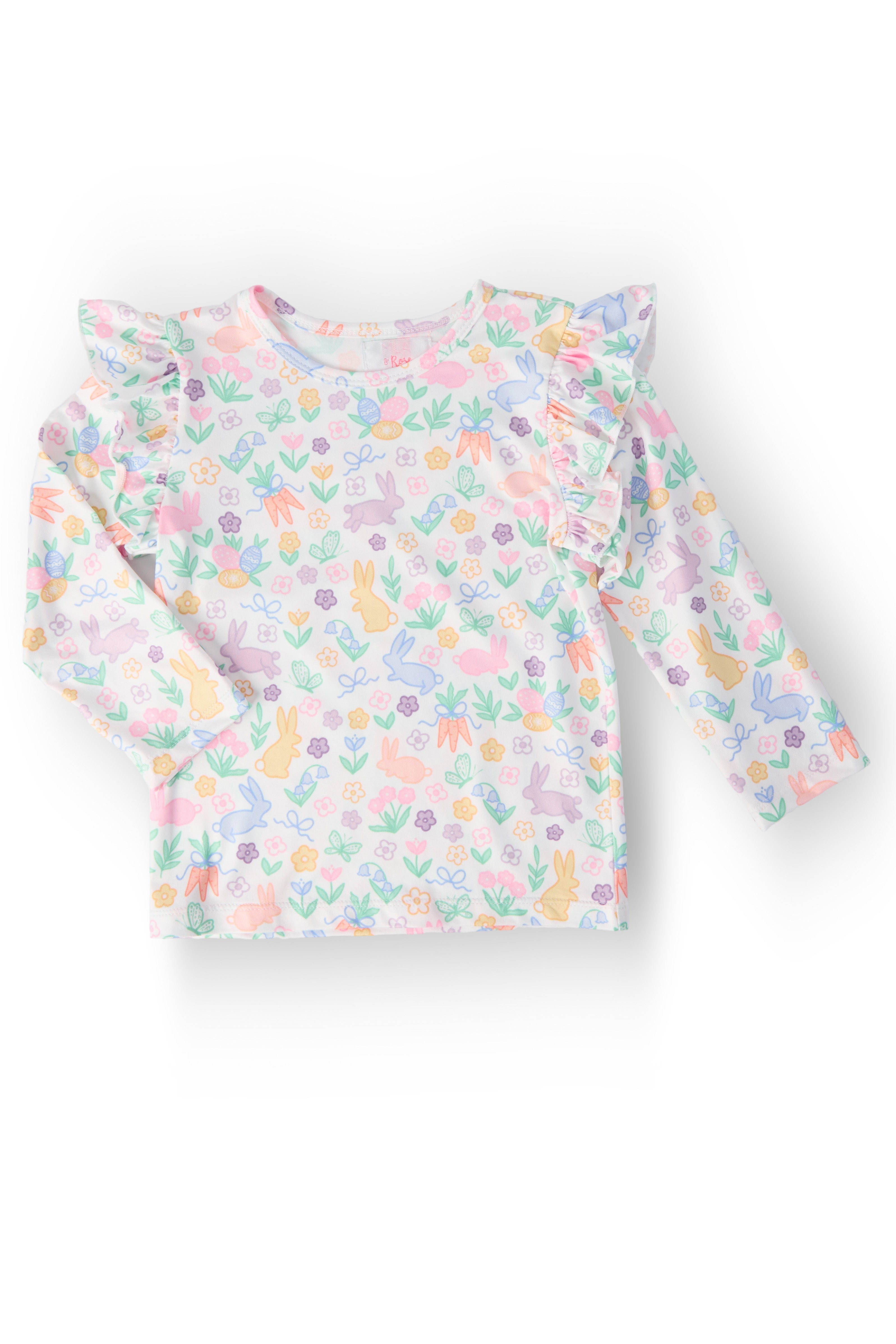 Hoppy Easter L/S Ruffle Tee - Aaria Tees Aaria Tees
