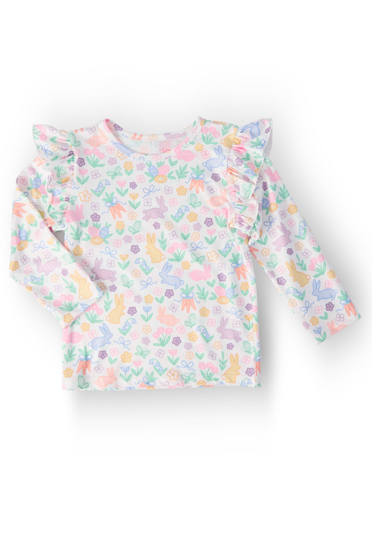 Hoppy Easter L/S Ruffle Tee - Aaria Tees