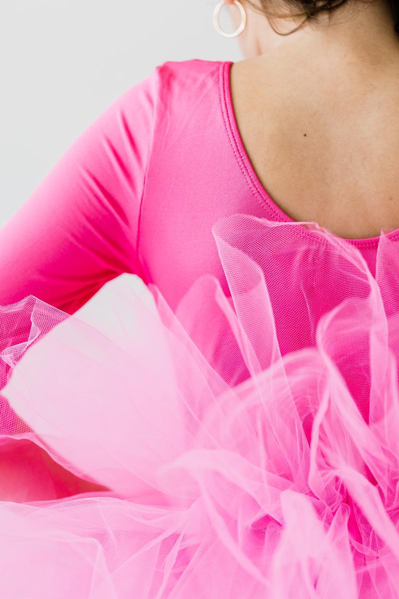 Hot Pink 3/4 Tutu Leotard - Aaria Tees Aaria Tees