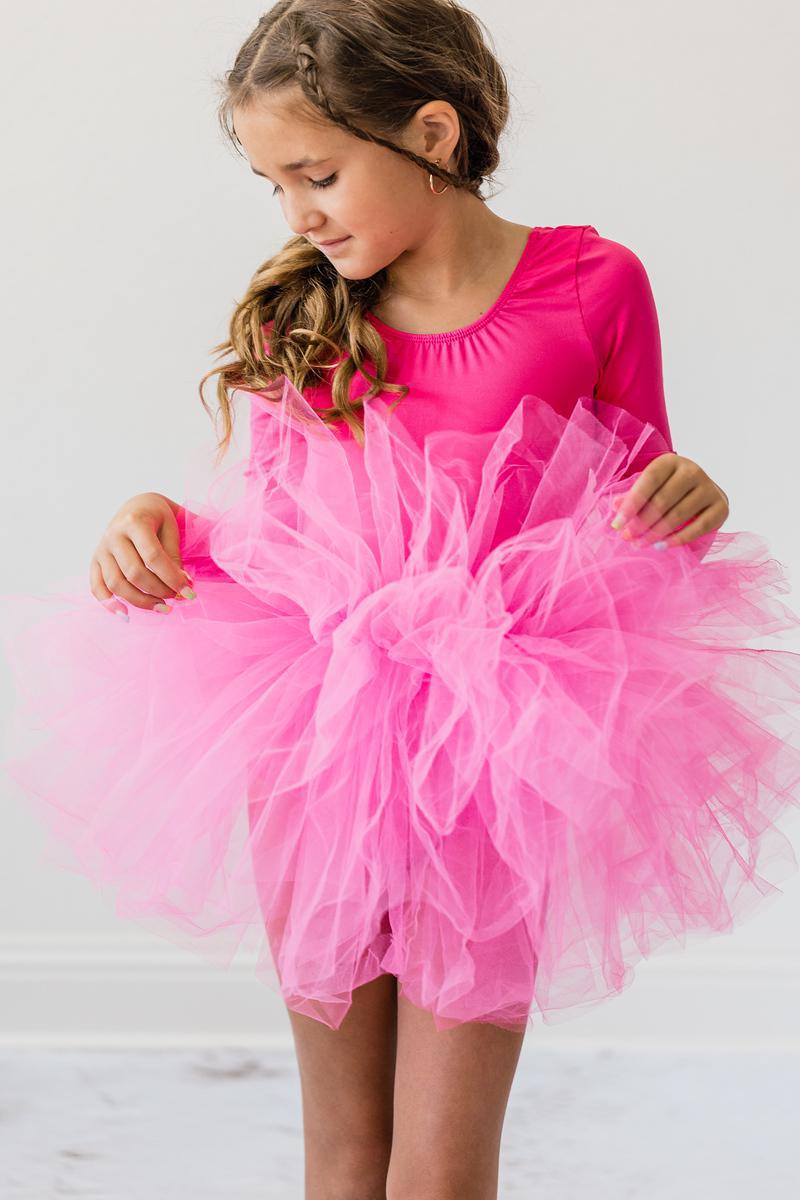 Hot Pink 3/4 Tutu Leotard - Aaria Tees Aaria Tees