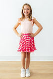 Hot Pink Gingham Ruffle Twirl Skort - Aaria Tees Aaria Tees