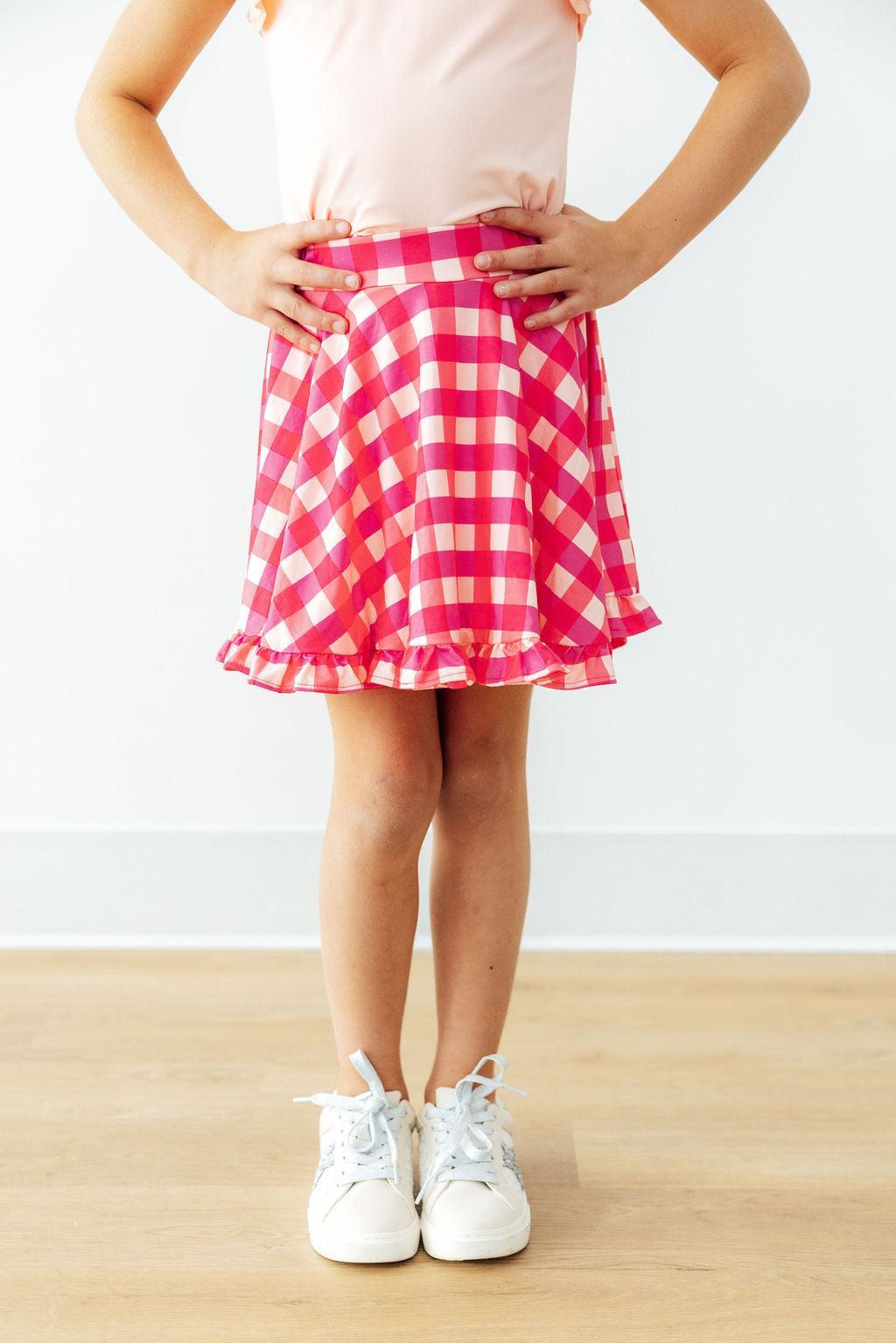Hot Pink Gingham Ruffle Twirl Skort - Aaria Tees Aaria Tees