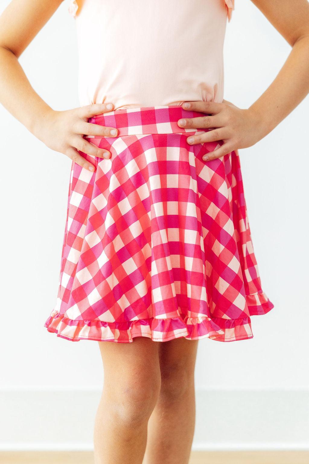 Hot Pink Gingham Ruffle Twirl Skort - Aaria Tees Aaria Tees