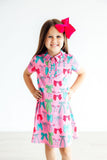 Pink Twirls & Ties S/S Polo Dress - Aaria Tees Aaria Tees